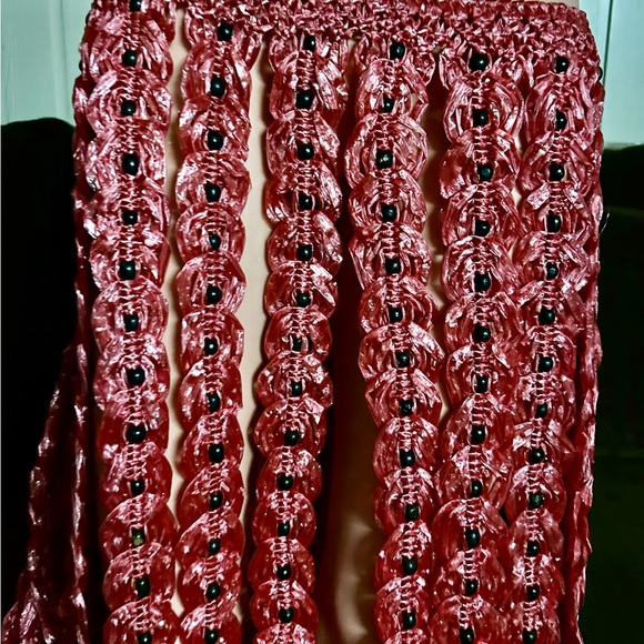 Handmade • Waist: 40-60” (Adjustable) • Pink Plastic Crochet W/ Black Bead Skirt - Picture 13 of 13